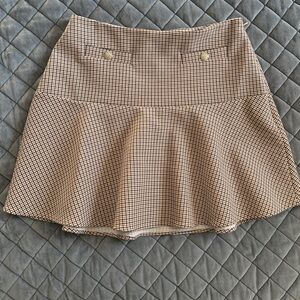 LOFT Brown & Cream Flared Mini Skirt